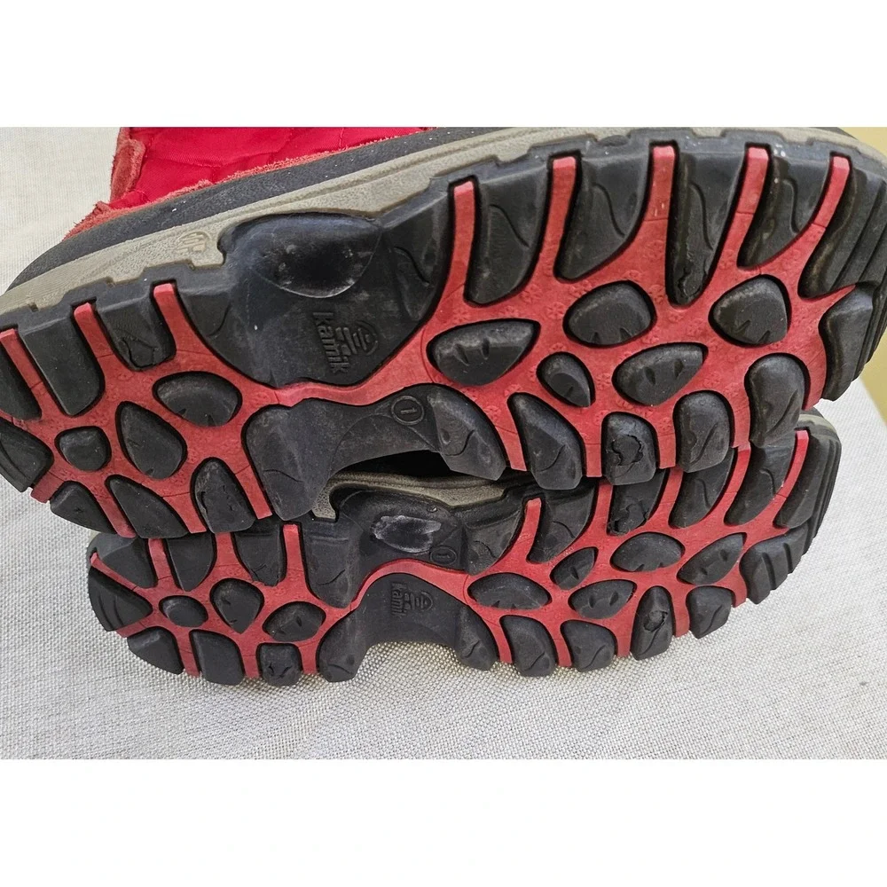 Kamik Scarlet Waterproof Insulated Winter Snow Boots Red Fur Trim Kids Sz 1 READ